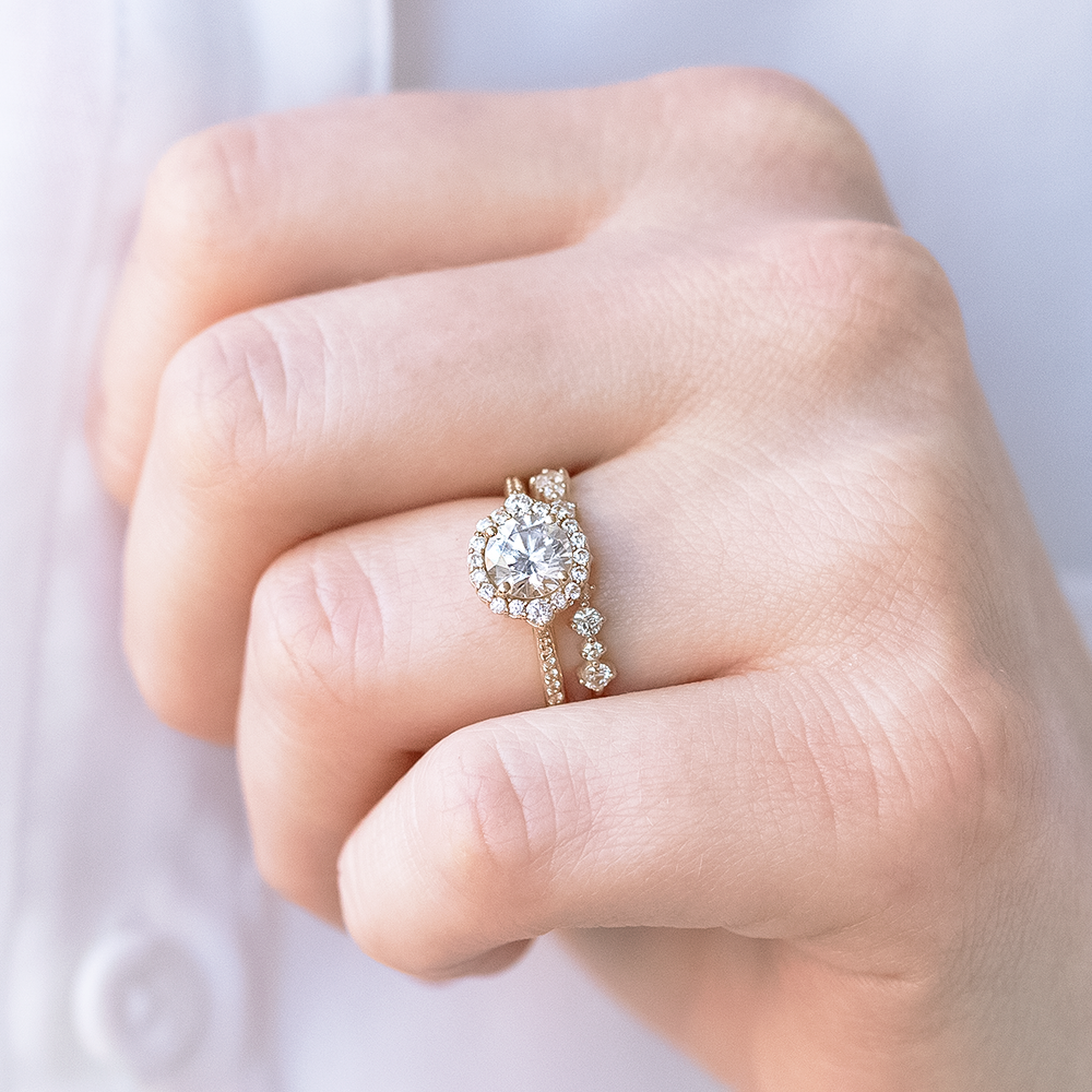 2 CT Round Three Stones Lab Grown Diamond Engagement Ring
