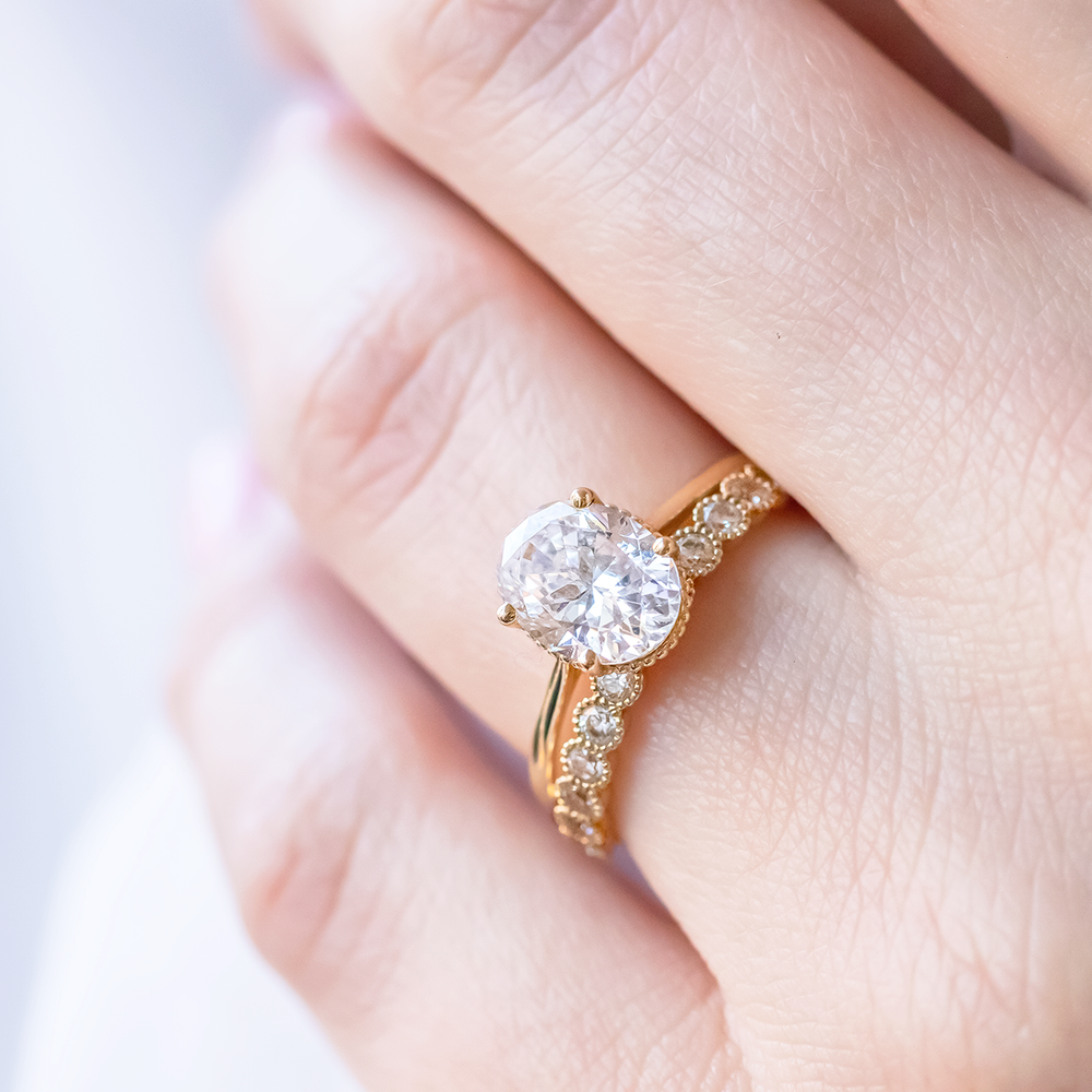 2 CT Round Three Stones Lab Grown Diamond Engagement Ring