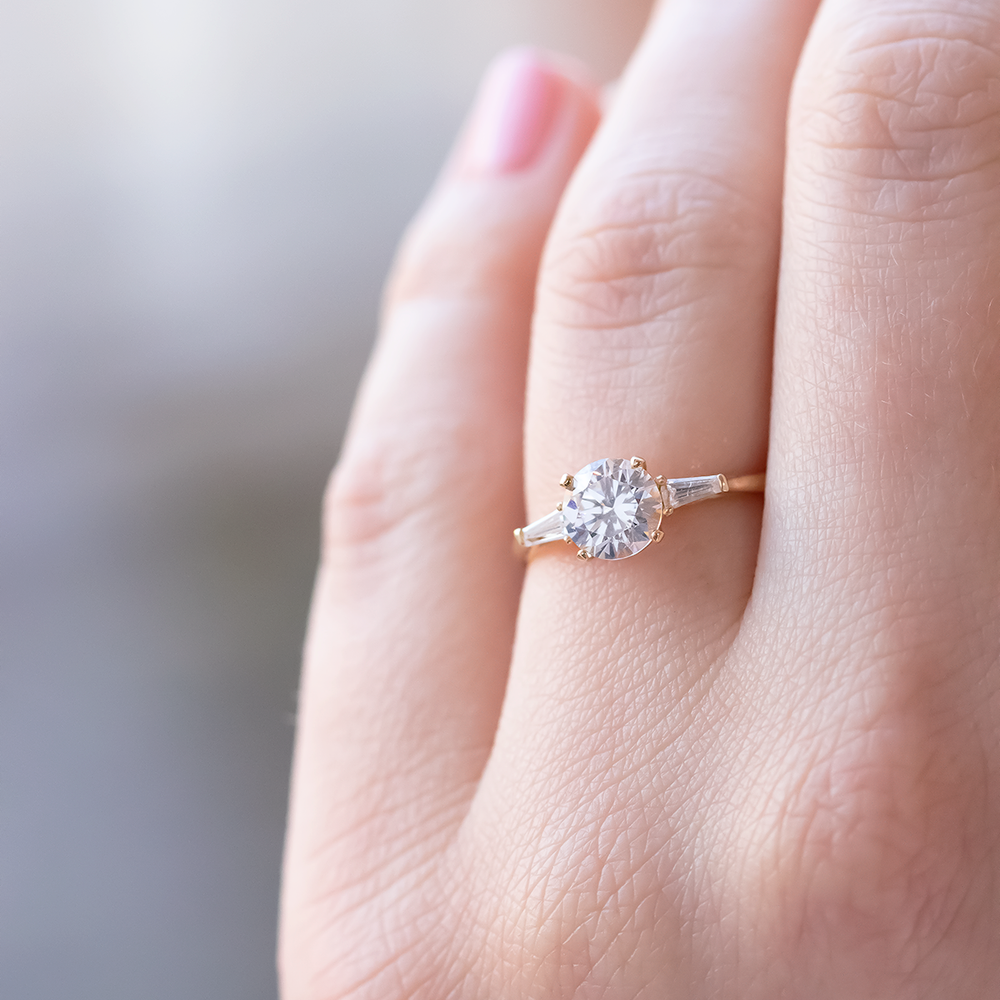 2 CT Round Three Stones Lab Grown Diamond Engagement Ring