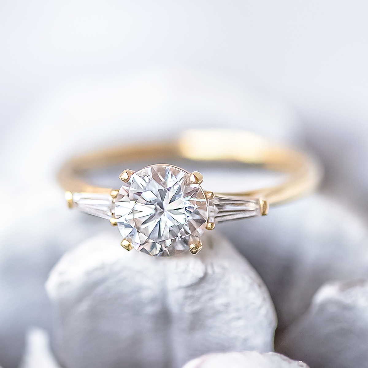 2 CT Round Three Stones Lab Grown Diamond Engagement Ring