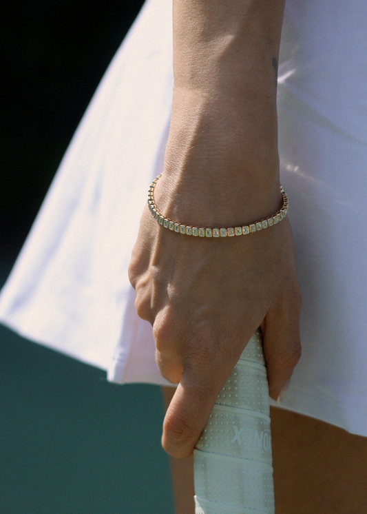 6 TCW Emerald Stones Lab Grown Diamond Tennis Bracelet