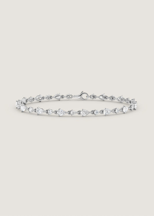 2.5 TCW Pear & Round Lab Grown Diamond Tennis Bracelet
