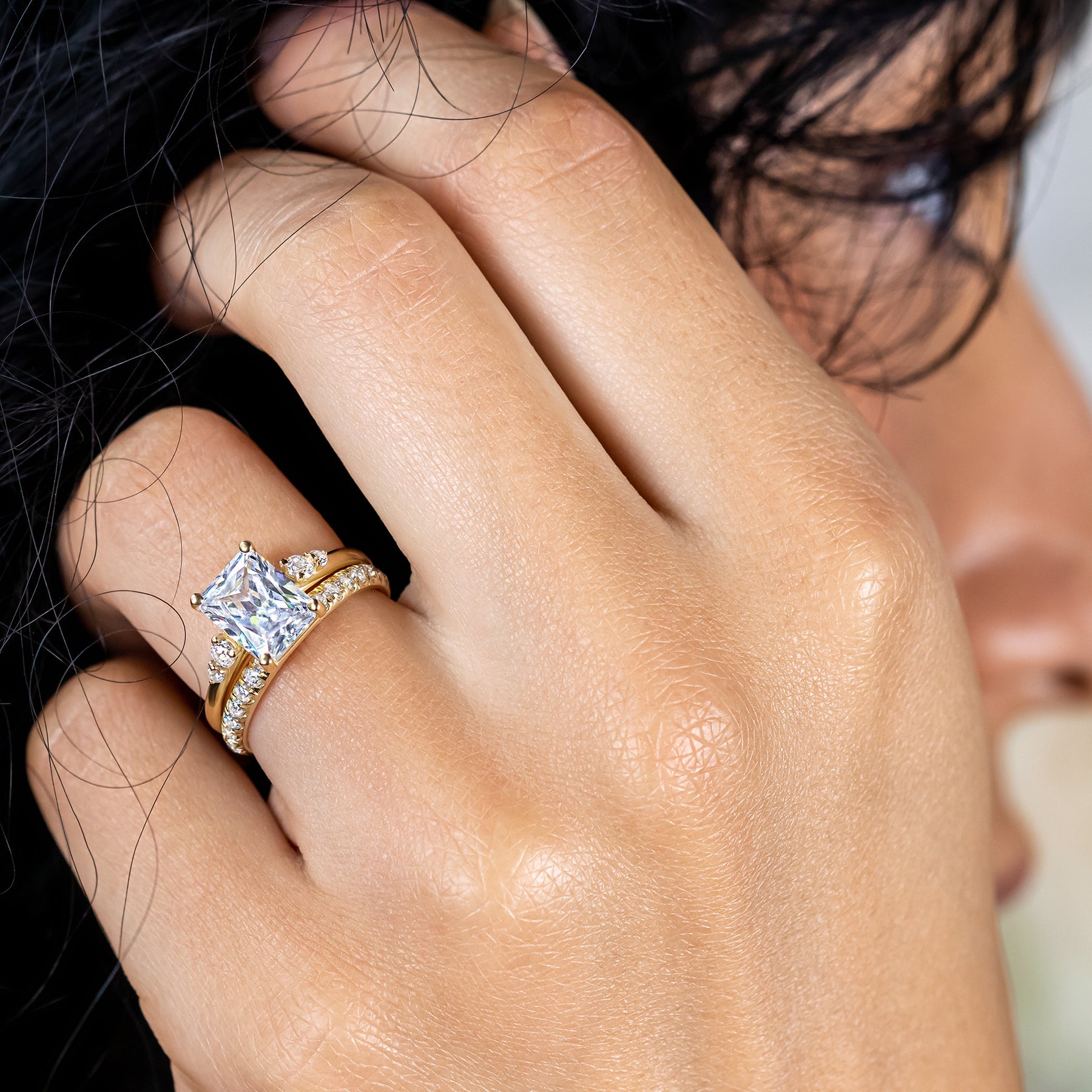 2 CT Round Three Stones Lab Grown Diamond Engagement Ring