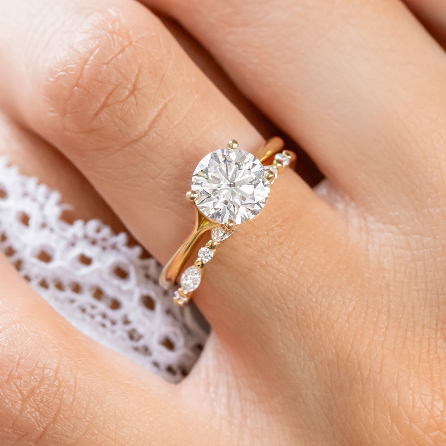 2 CT Round Three Stones Lab Grown Diamond Engagement Ring