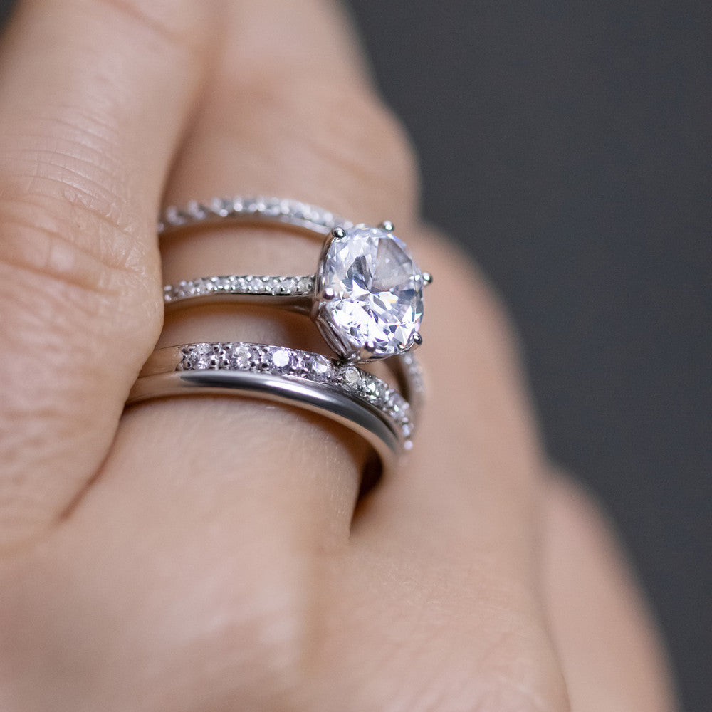 2 CT Round Three Stones Lab Grown Diamond Engagement Ring