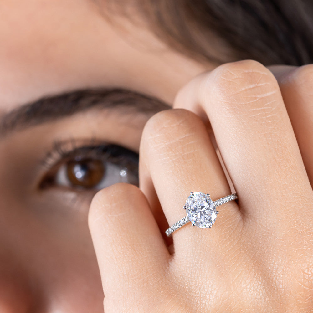 2 CT Round Three Stones Lab Grown Diamond Engagement Ring