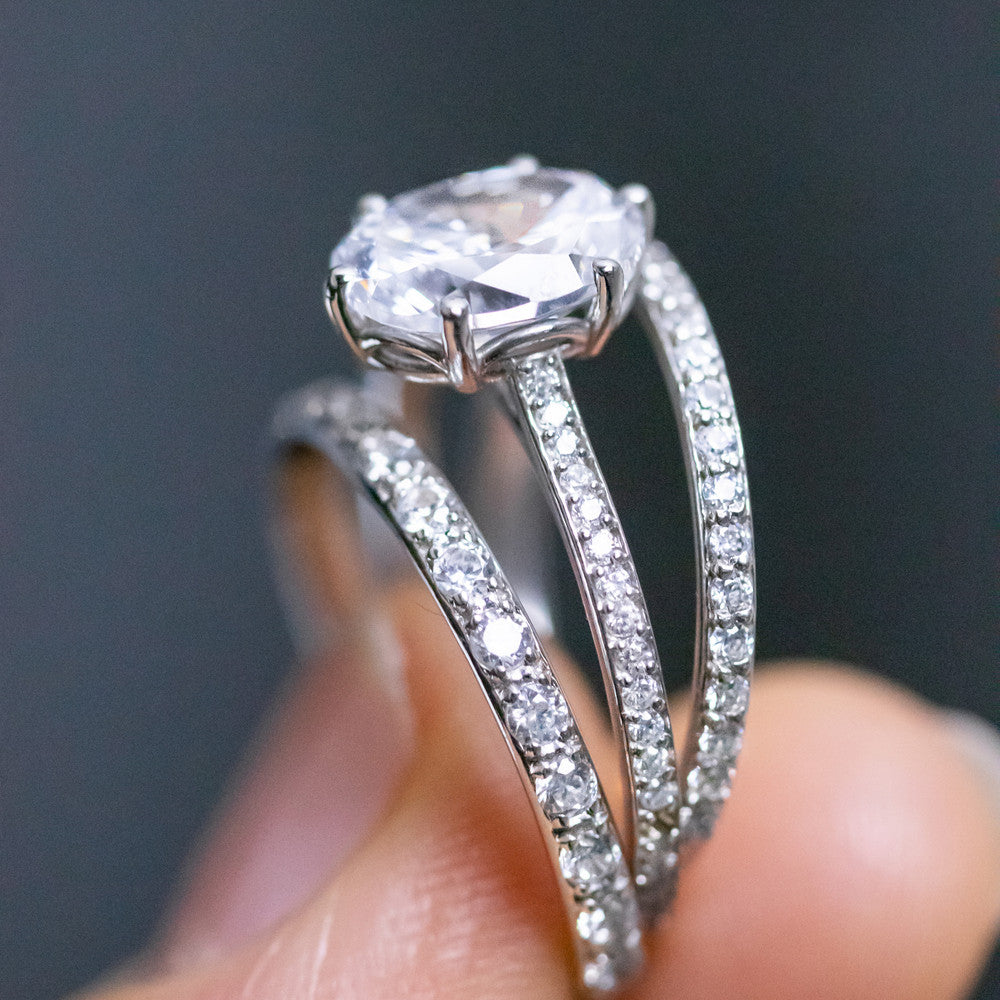 2 CT Round Three Stones Lab Grown Diamond Engagement Ring