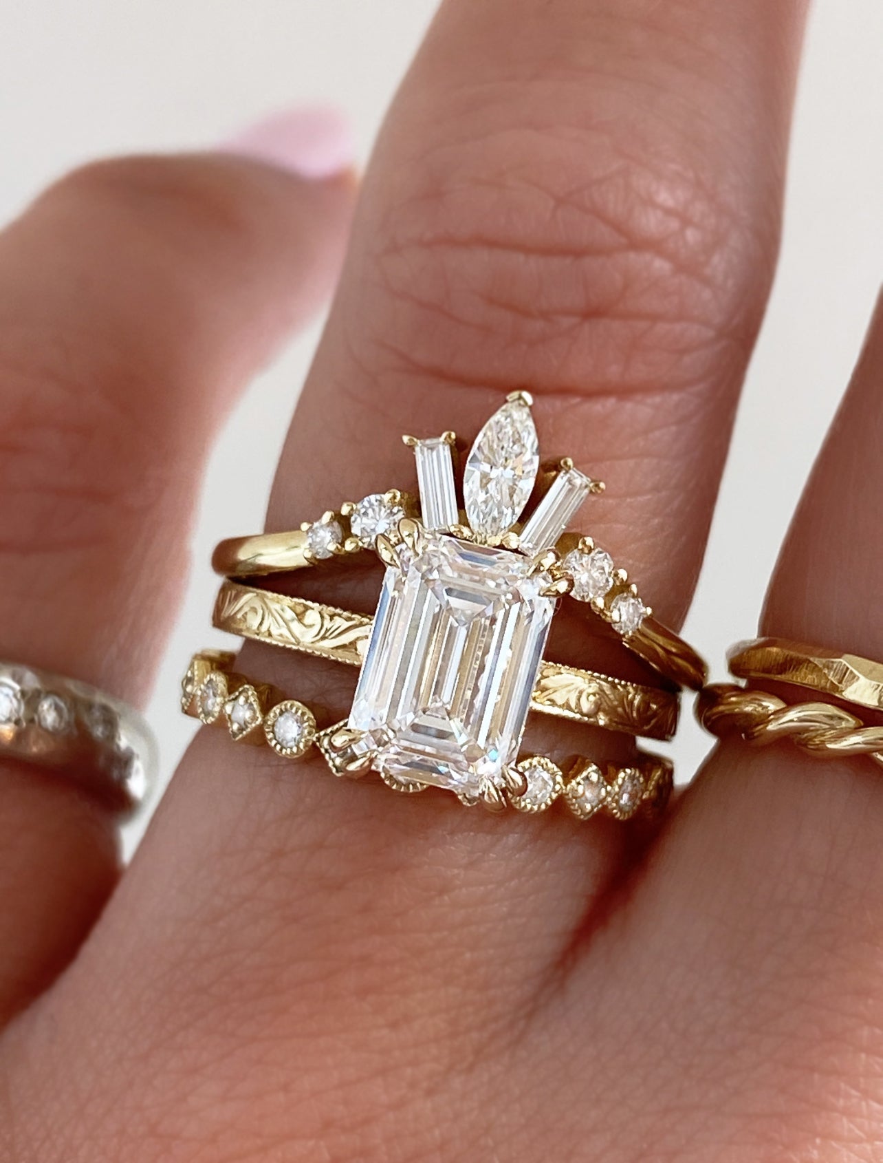 2 CT Round Three Stones Lab Grown Diamond Engagement Ring