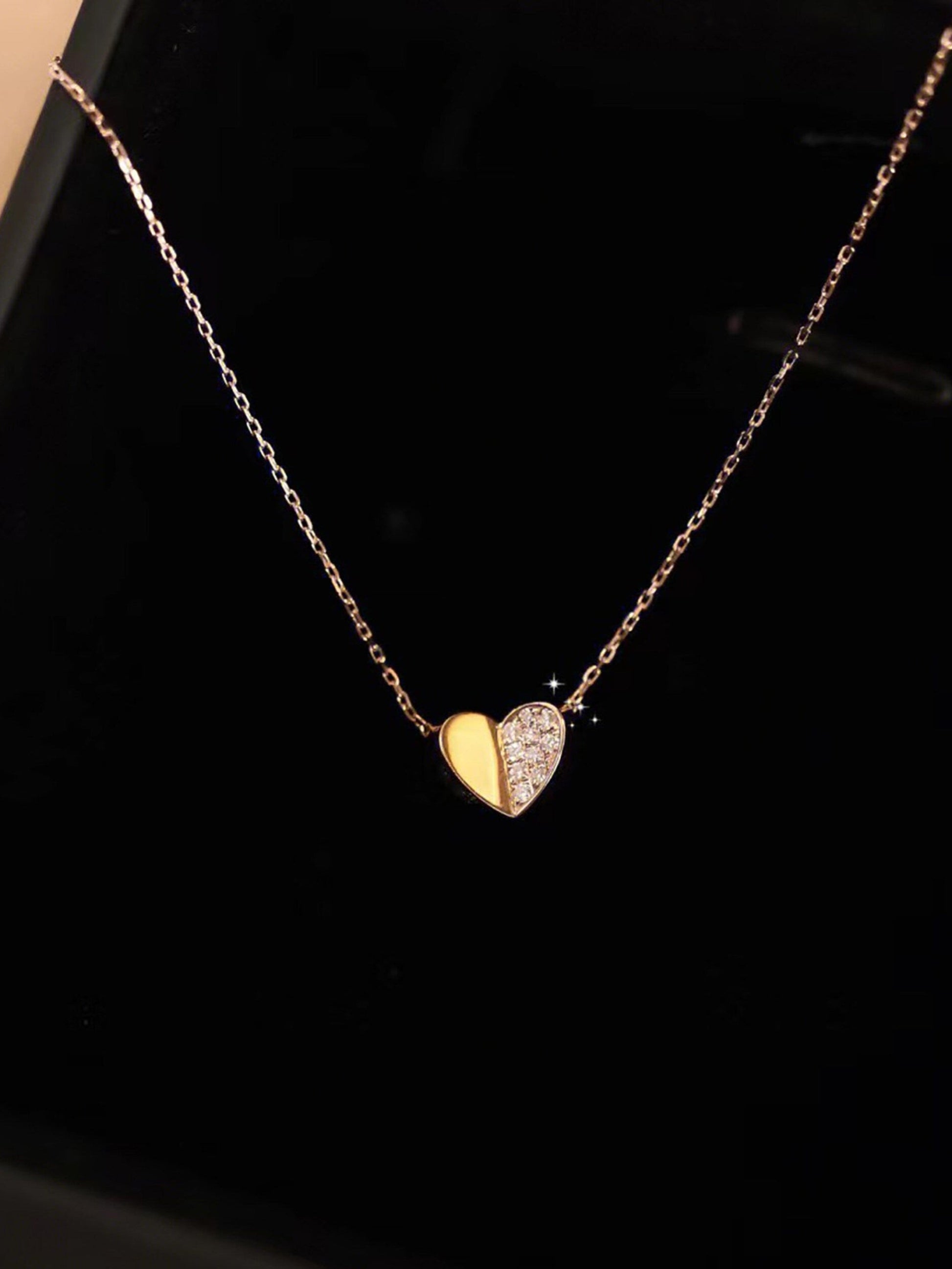 0.15 TCW Round Tiny Heart Moissanite Necklace 1