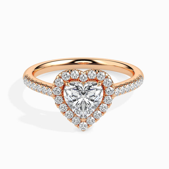 1 CT Heart Halo CVD F/VS Diamond Engagement Ring 8
