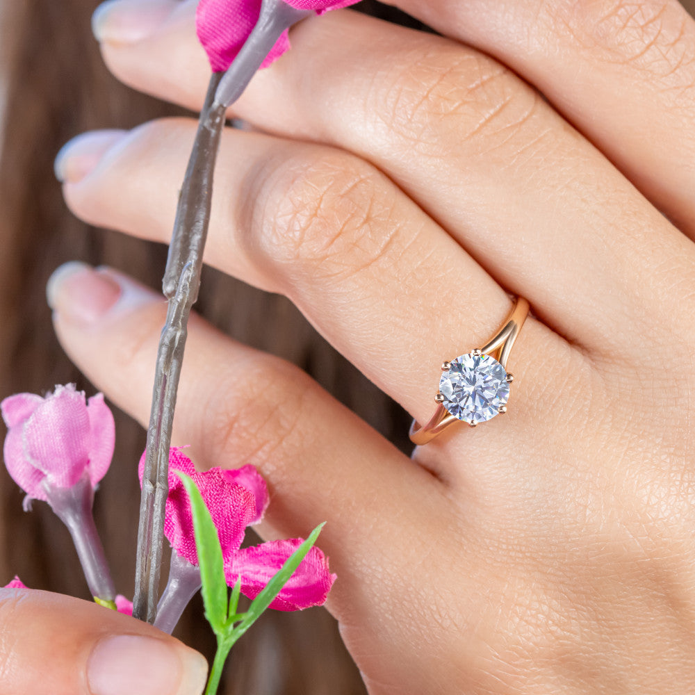 2 CT Round Three Stones Lab Grown Diamond Engagement Ring