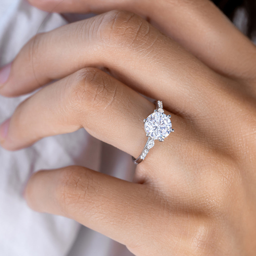 2 CT Round Three Stones Lab Grown Diamond Engagement Ring