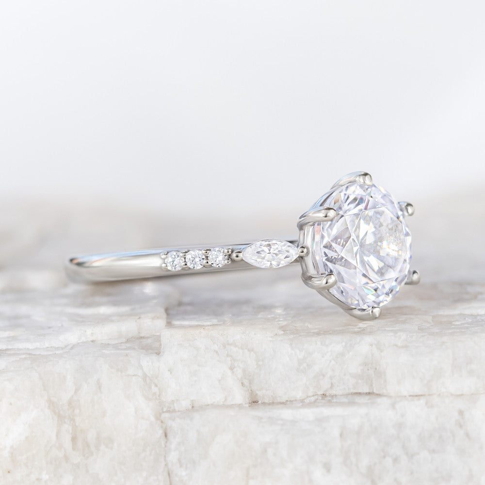 2 CT Round Three Stones Lab Grown Diamond Engagement Ring
