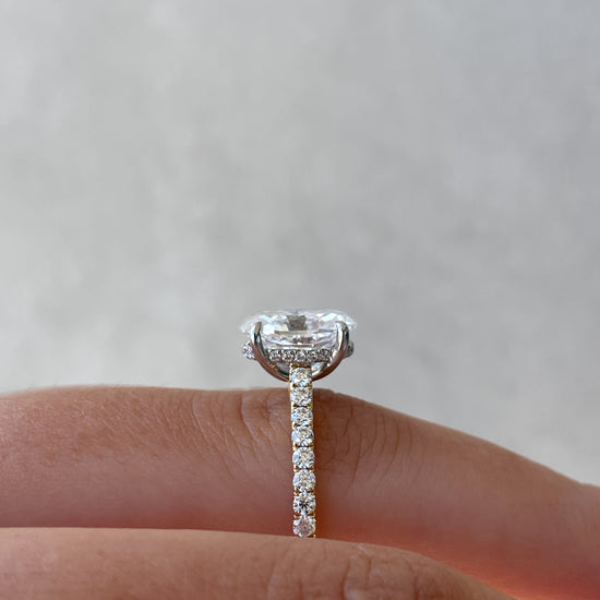 2.11 CT Oval Hidden Halo CVD F/VS2 Diamond Engagement Ring 16