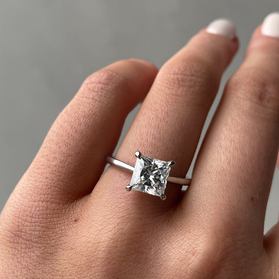 1.50 CT Princess Hidden Halo CVD D/VS2 Diamond Engagement Ring 2