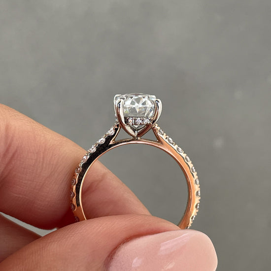 2.11 CT Oval Hidden Halo CVD F/VS2 Diamond Engagement Ring 17