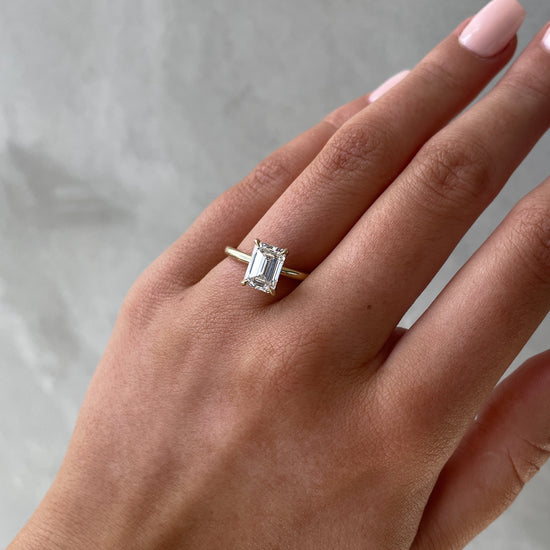 1.86 CT Emerald Hidden Halo CVD E/VS2 Diamond Engagement Ring 18