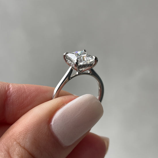 1.50 CT Princess Hidden Halo CVD D/VS2 Diamond Engagement Ring 18