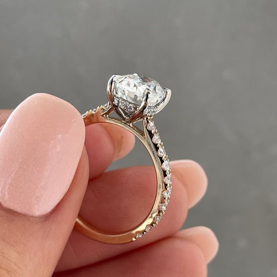 2.11 CT Oval Hidden Halo CVD F/VS2 Diamond Engagement Ring 18