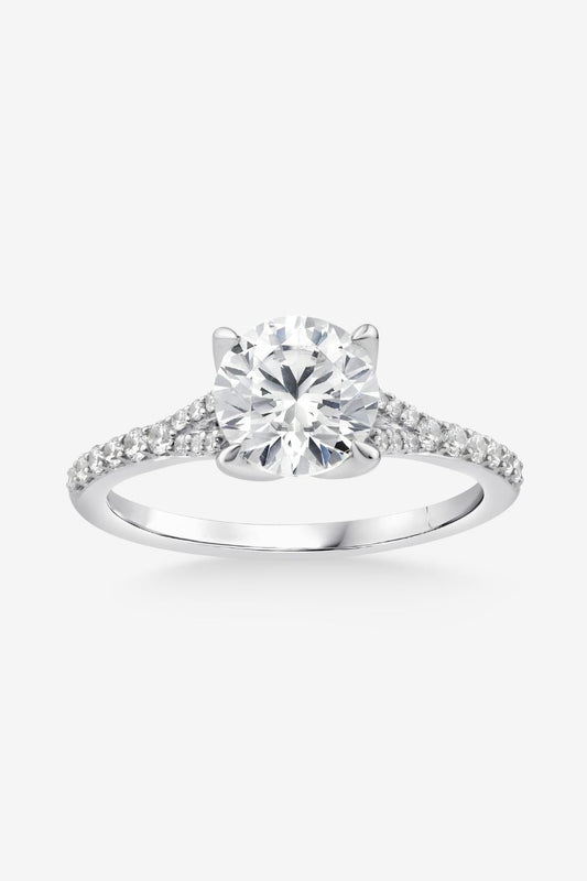 2 CT Round Three Stones Lab Grown Diamond Engagement Ring