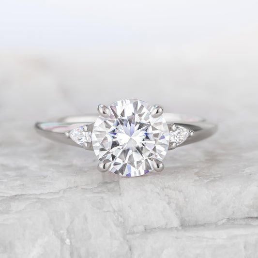 2 CT Round Three Stones Lab Grown Diamond Engagement Ring