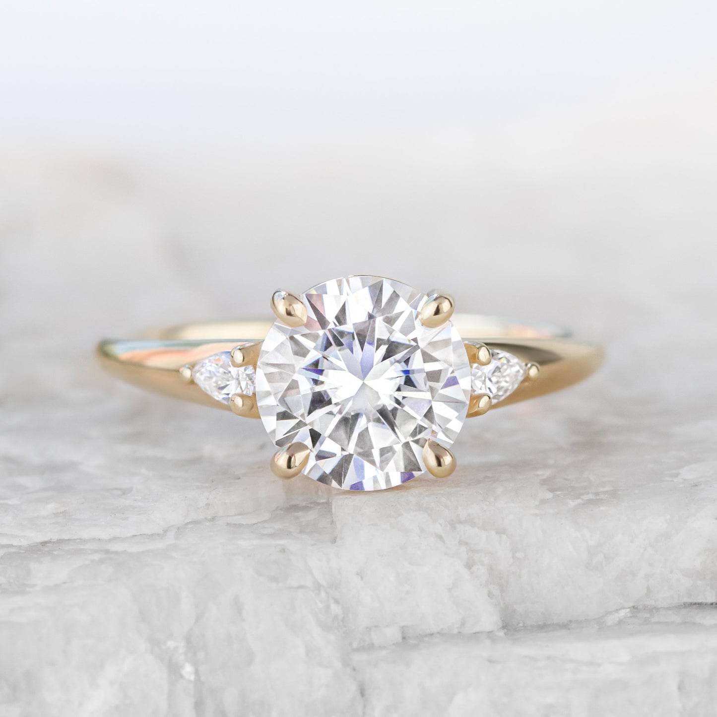 2 CT Round Three Stones Lab Grown Diamond Engagement Ring