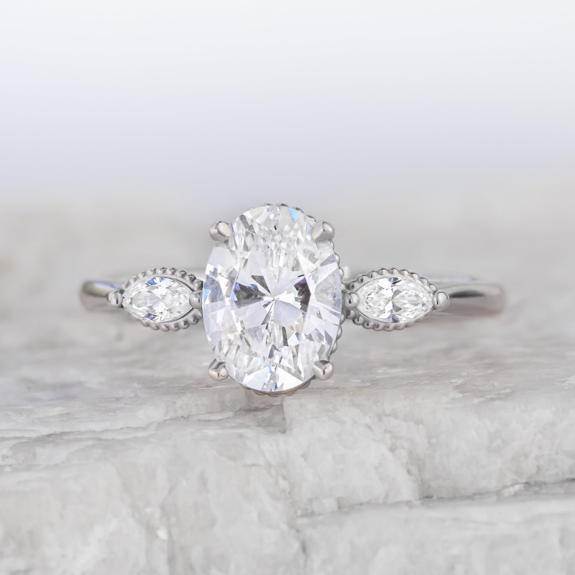 2 CT Round Three Stones Lab Grown Diamond Engagement Ring