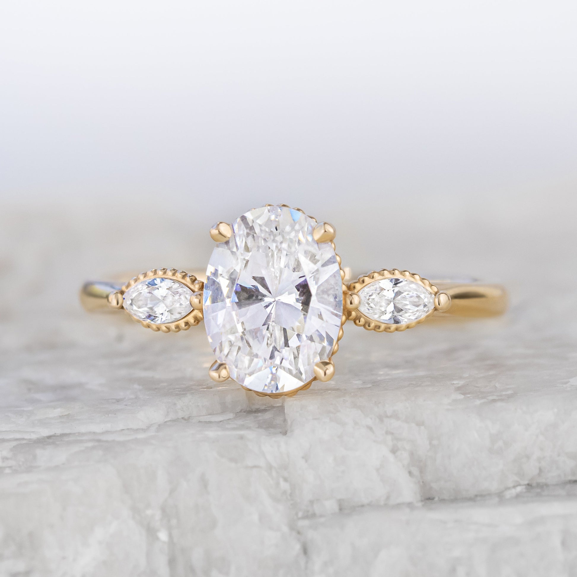 2 CT Round Three Stones Lab Grown Diamond Engagement Ring