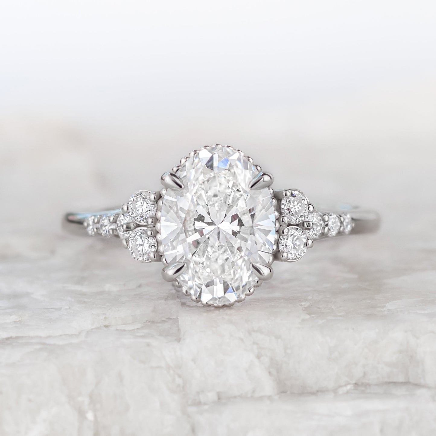 2 CT Round Three Stones Lab Grown Diamond Engagement Ring