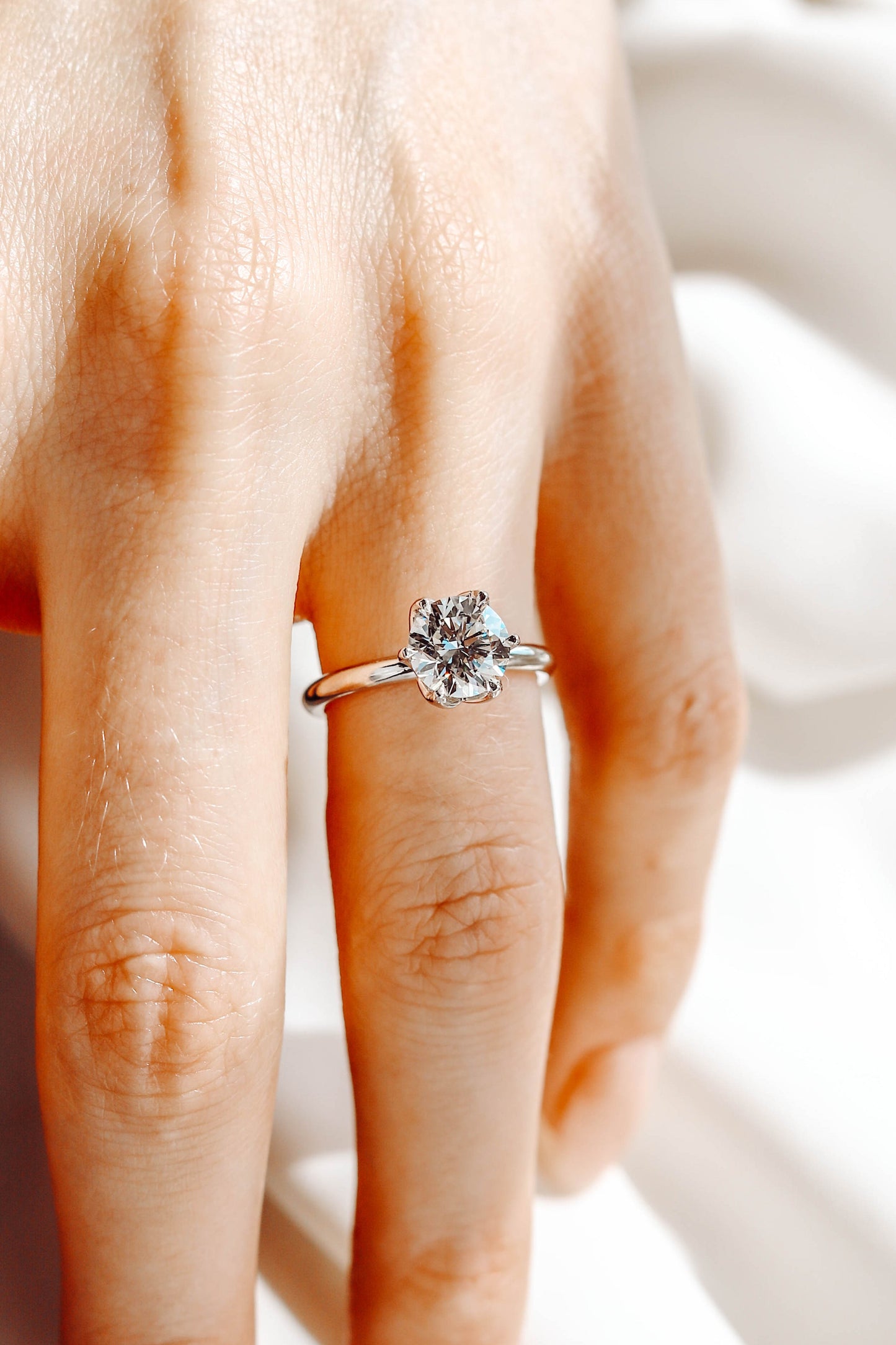 2 CT Round Three Stones Lab Grown Diamond Engagement Ring