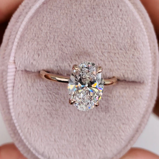 2.5 CT Oval Hidden Halo CVD G/VS Diamond Engagement Ring 10