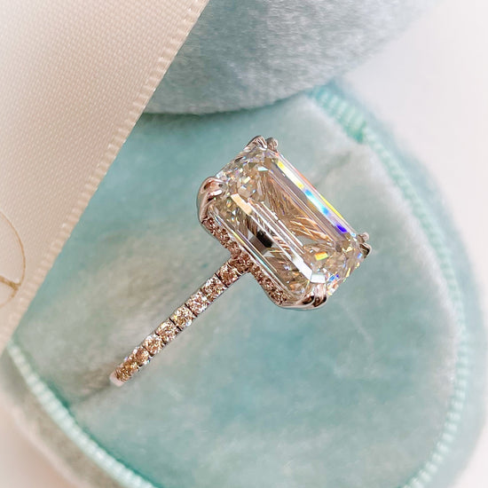 5.02 CT Emerald Hidden Halo CVD G/VS Diamond Engagement Ring 9