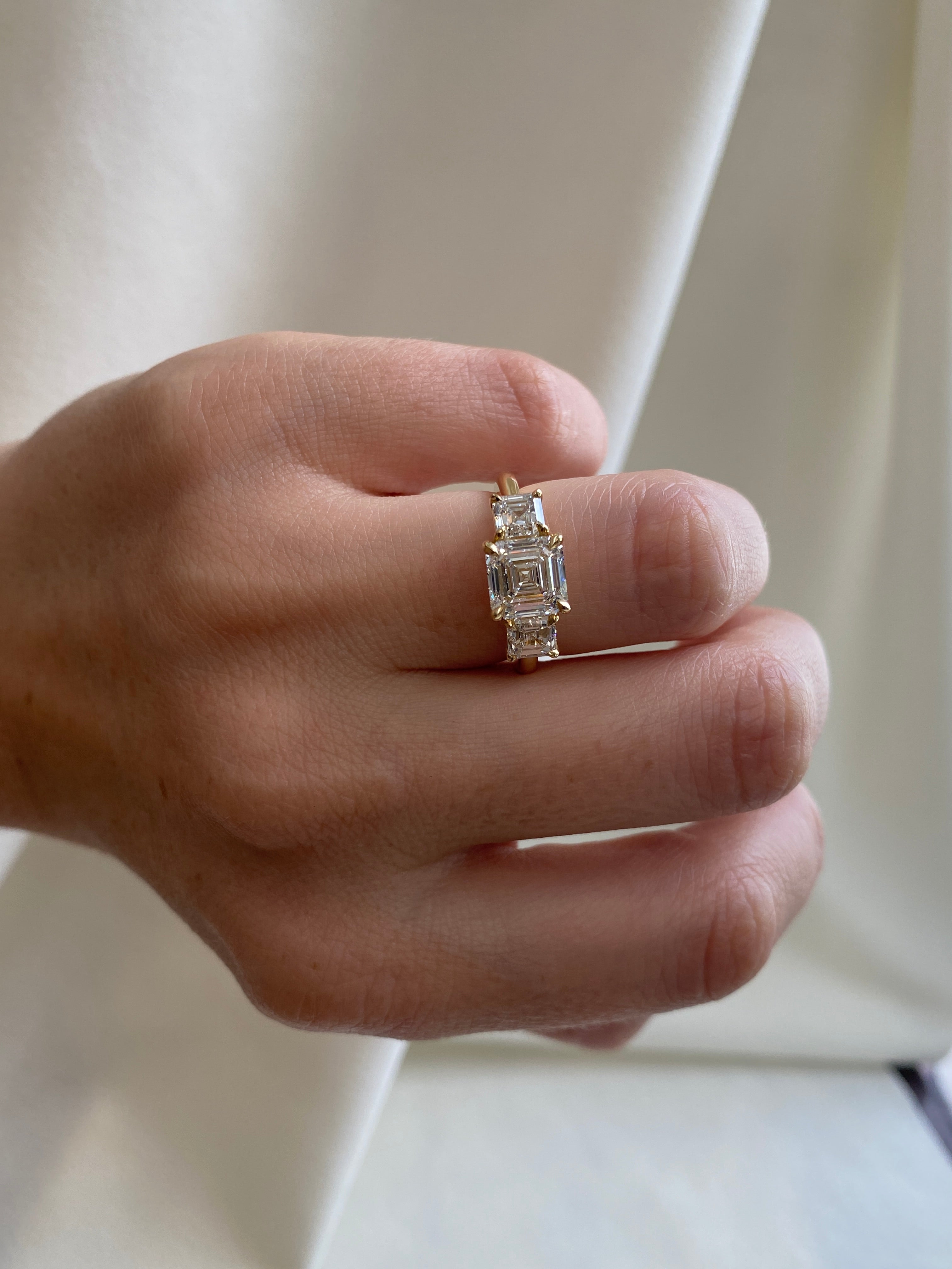 2.03 CT Asscher Three Stones Lab Grown Diamond Engagement Ring – Poet ...