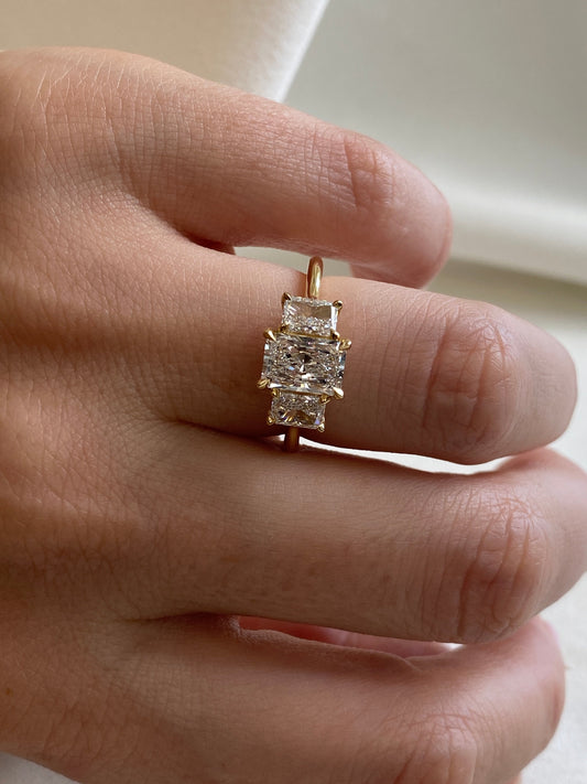 2 CT Round Three Stones Lab Grown Diamond Engagement Ring