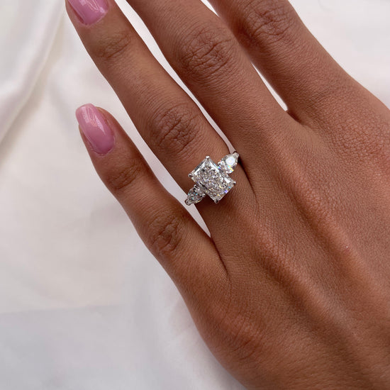 2.24 CT Radiant Three Stone CVD F/VS Diamond Engagement Ring 8