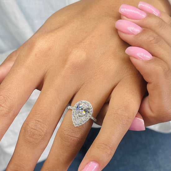 2.51 CT Pear Halo CVD F/VS  Diamond Engagement Ring 6
