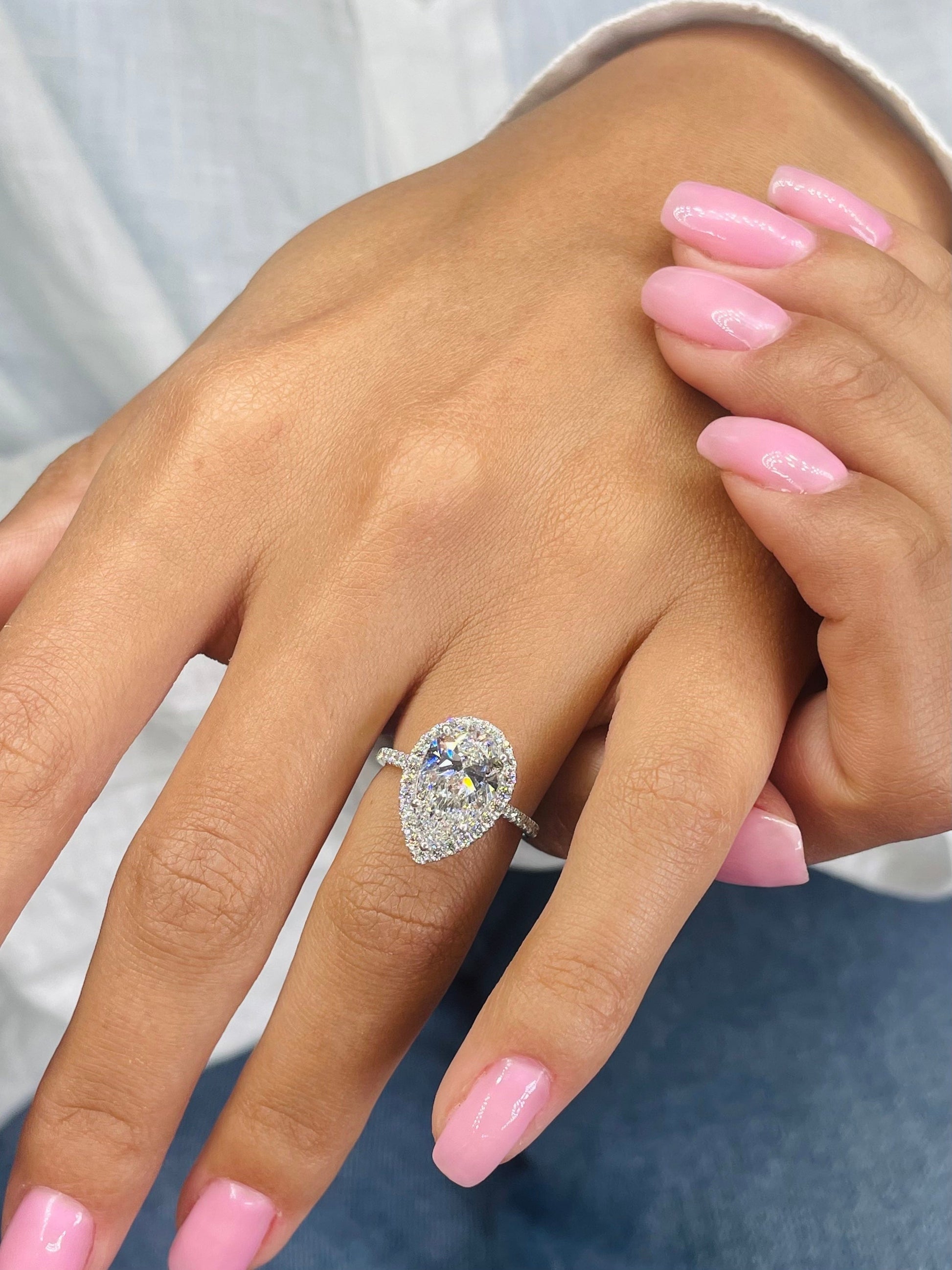 2.51 CT Pear Halo CVD F/VS  Diamond Engagement Ring 6