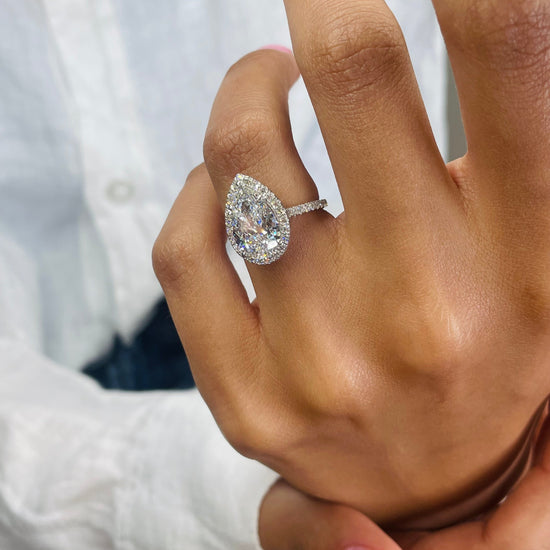 2.51 CT Pear Halo CVD F/VS  Diamond Engagement Ring 8