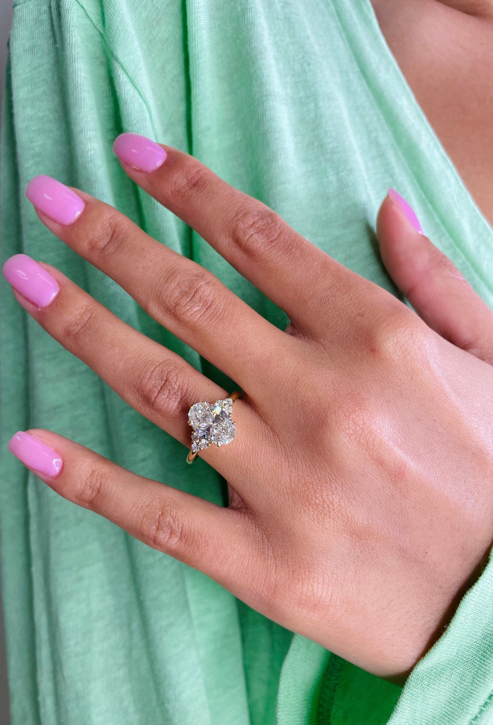 2.42 CT Oval Cut Cluster CVD G/VS Diamond Engagement Ring 8