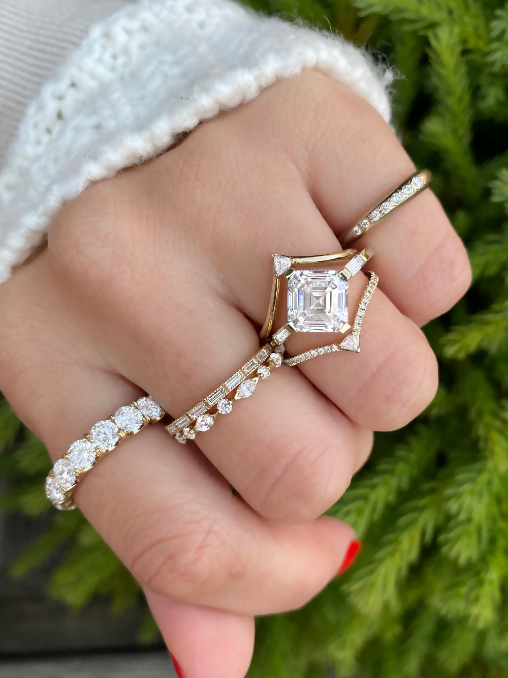 2 CT Round Three Stones Lab Grown Diamond Engagement Ring