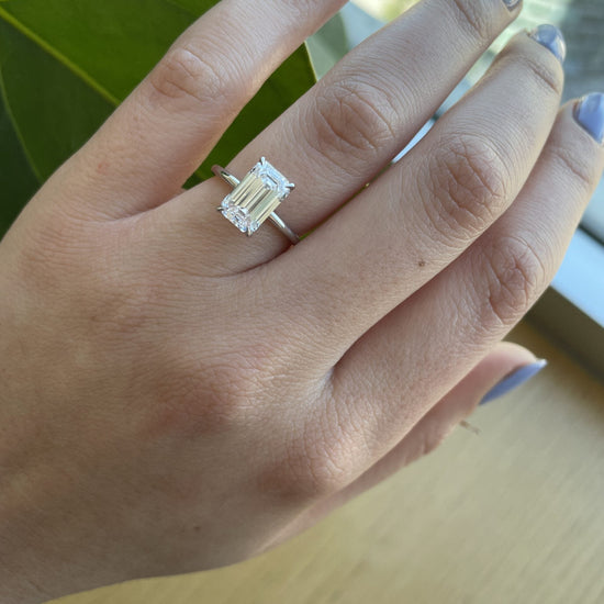 2.6 CT Emerald Solitaire CVD  D/VVS2 Diamond Engagement Ring 5