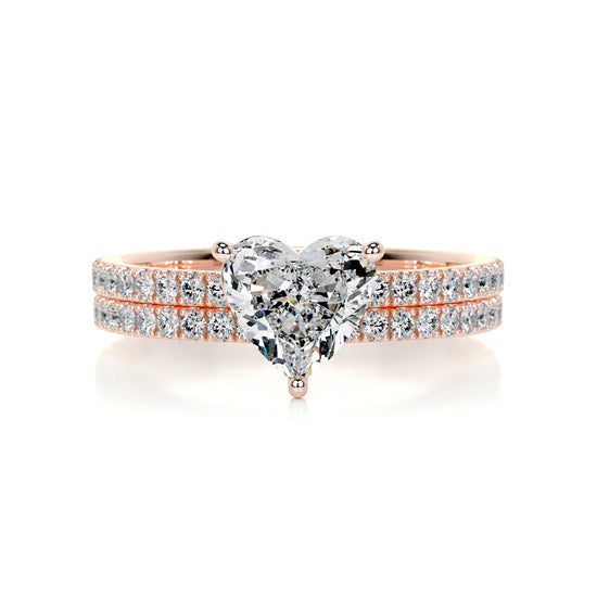 1.0 CT Heart Solitaire CVD F/VS Diamond Bridal Ring Set 12
