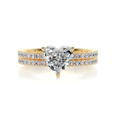 1.0 CT Heart Solitaire CVD F/VS Diamond Bridal Ring Set 7