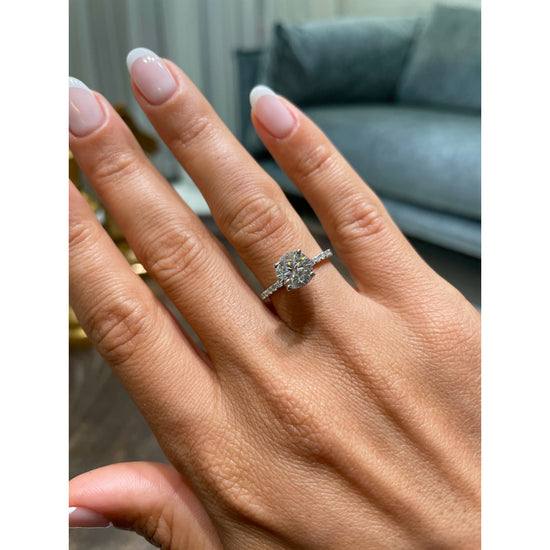 1.50 CT Round Hidden Halo CVD E/VS2 Diamond Engagement Ring 6