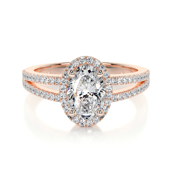 0.90 CT Oval Halo CVD H/SI1 Diamond Engagement Ring 11