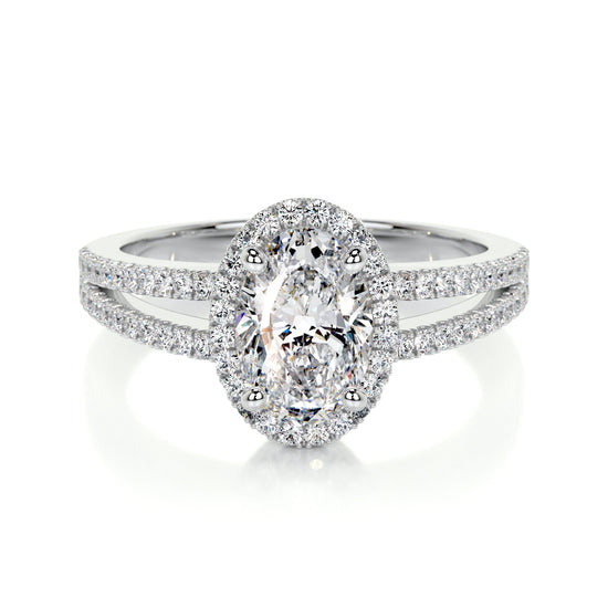 0.90 CT Oval Halo CVD H/SI1 Diamond Engagement Ring 1
