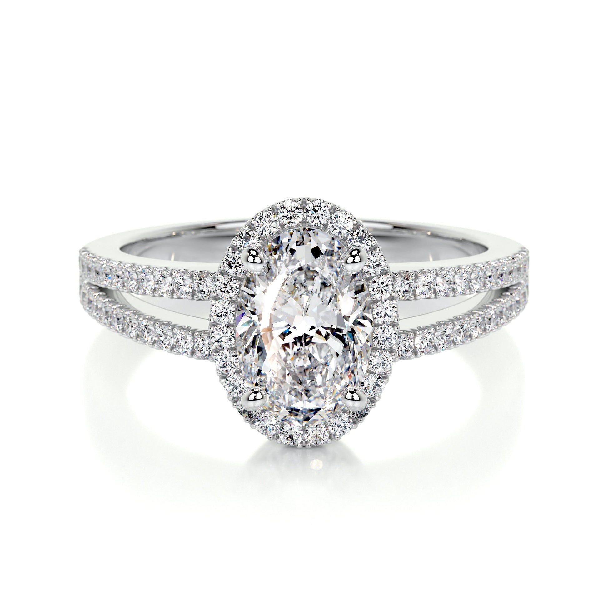 0.90 CT Oval Halo CVD H/SI1 Diamond Engagement Ring 1