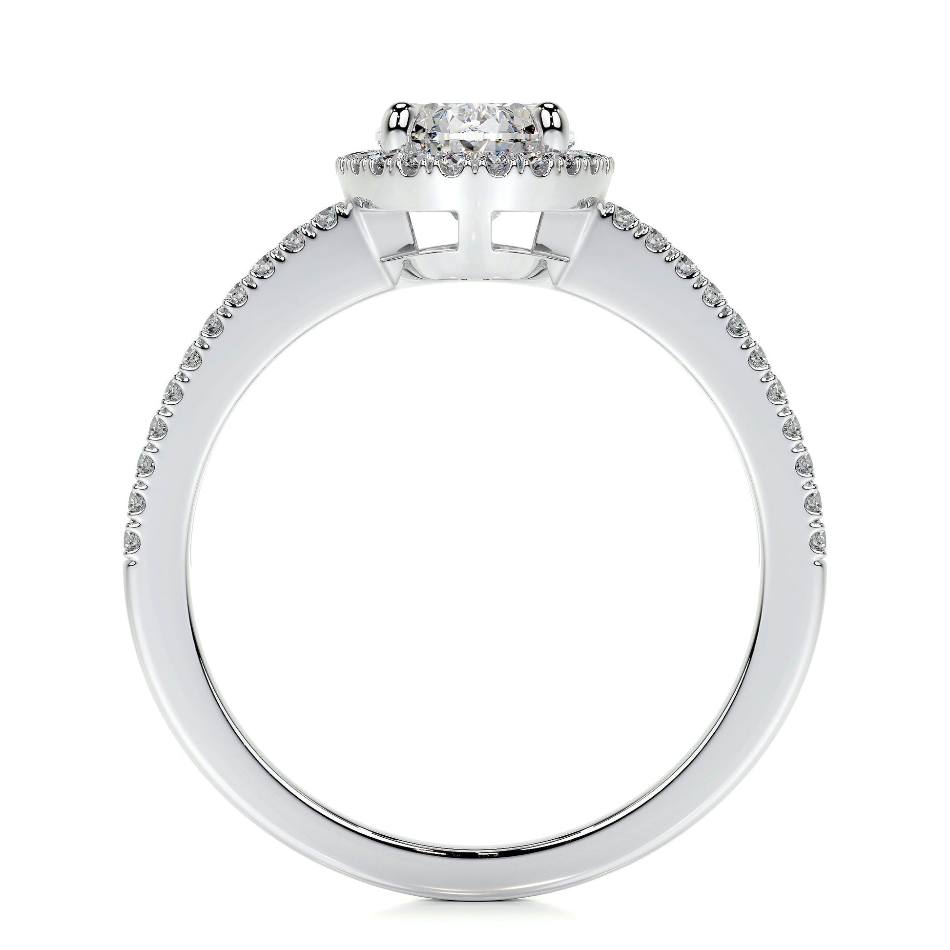 0.90 CT Oval Halo CVD H/SI1 Diamond Engagement Ring 5