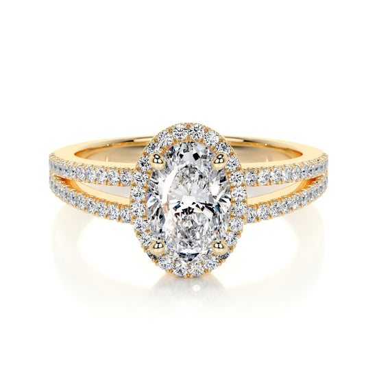 0.90 CT Oval Halo CVD H/SI1 Diamond Engagement Ring 7
