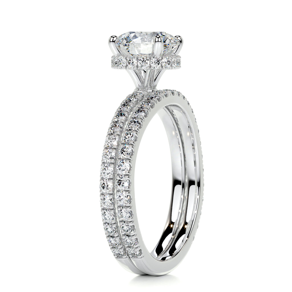 1.25 CT Round Hidden Halo CVD F/VS Diamond Bridal Ring Set 7
